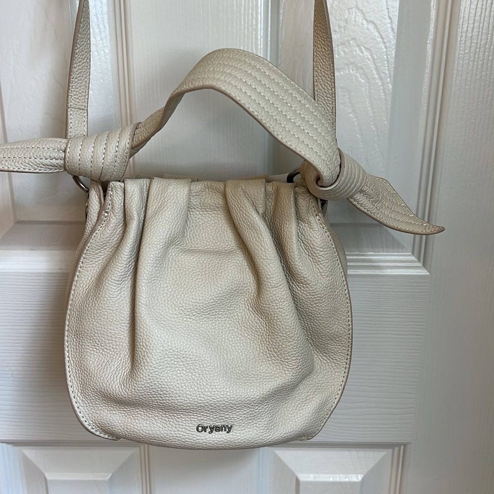 orYANY Cream Shoulder Bag with Ruched Design